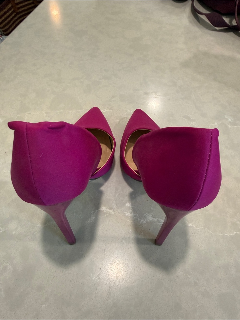 JustFab Fuchsia D'Orsay Pointed-Toe Stiletto Heels - Picture 3 of 5